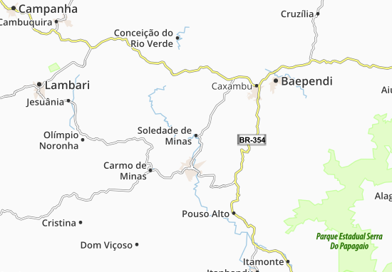 Karte Stadtplan Soledade de Minas