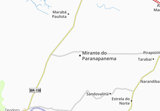 Karte Stadtplan Mirante do Paranapanema