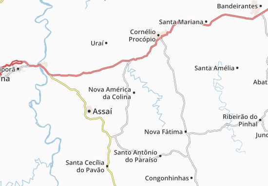 Karte Stadtplan Nova América da Colina