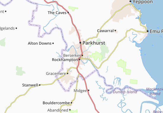 Karte Stadtplan Rockhampton