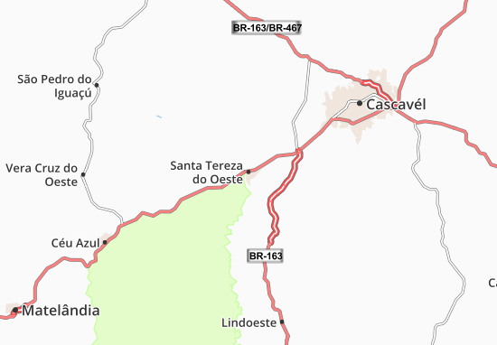 Kaart Plattegrond Santa Tereza do Oeste