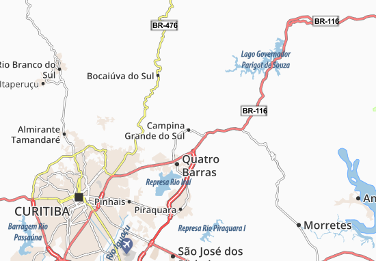 Kaart Plattegrond Campina Grande do Sul