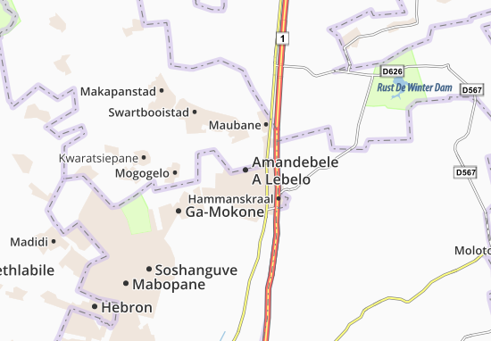 Karte Stadtplan Amandebele A Lebelo