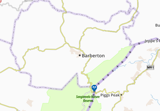 Kaart Plattegrond Barberton