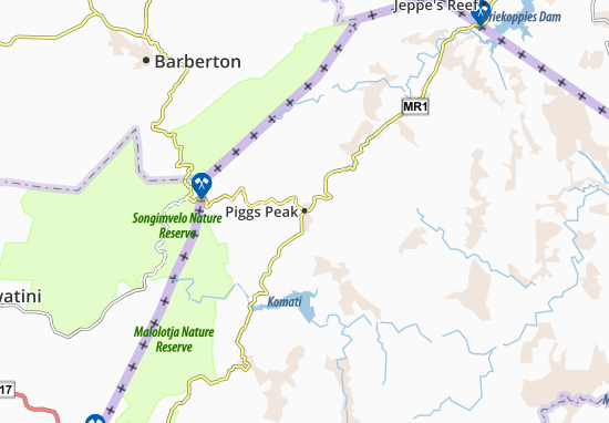 Karte Stadtplan Piggs Peak