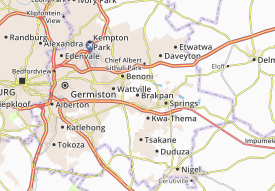 Karte Stadtplan Brakpan