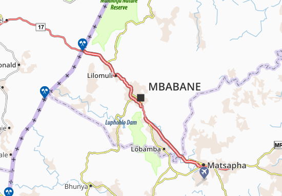 Karte Stadtplan Mbabane