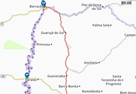 Kaart Plattegrond São José do Cedro