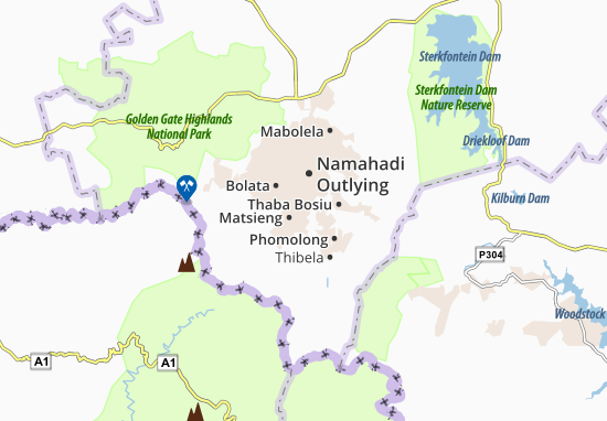 Karte Stadtplan Thaba Tshweu