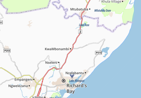 Karte Stadtplan KwaMbonambi