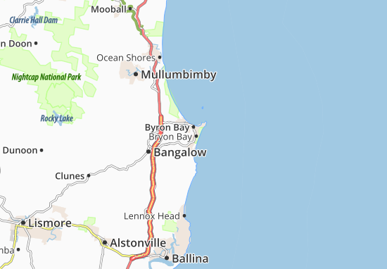 Karte Stadtplan Byron Bay