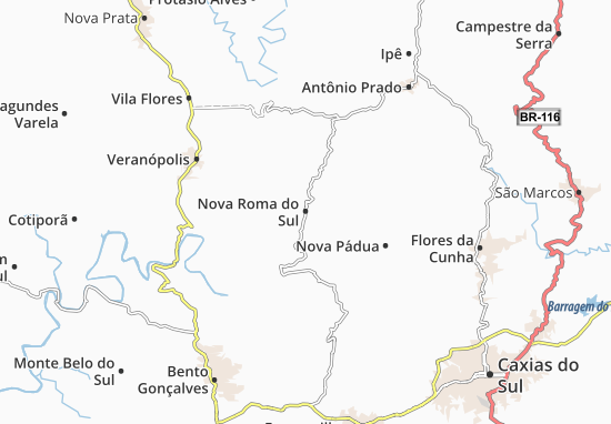 Kaart Plattegrond Nova Roma do Sul