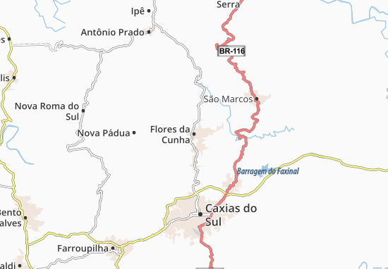 Kaart Plattegrond Flores da Cunha