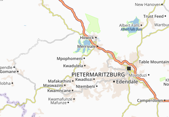 Karte Stadtplan Mpophomeni