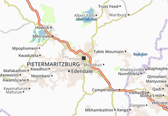 Kaart Plattegrond Pietermaritzburg