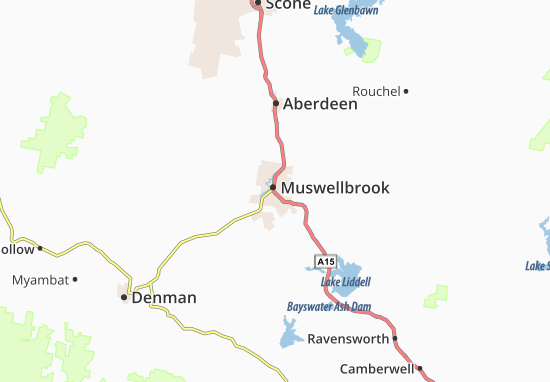 Karte Stadtplan Muswellbrook