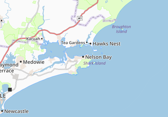 Karte Stadtplan Nelson Bay