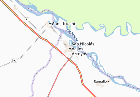 Kaart Plattegrond San Nicolás de los Arroyos