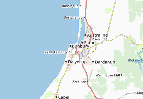 Kaart Plattegrond Bunbury