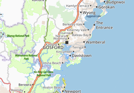 Karte Stadtplan Gosford