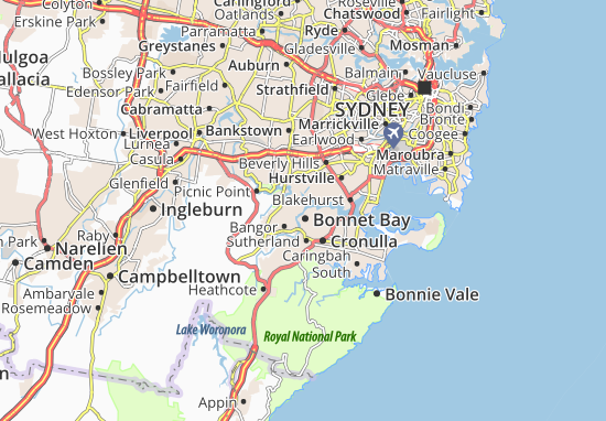 Karte Stadtplan Bonnet Bay