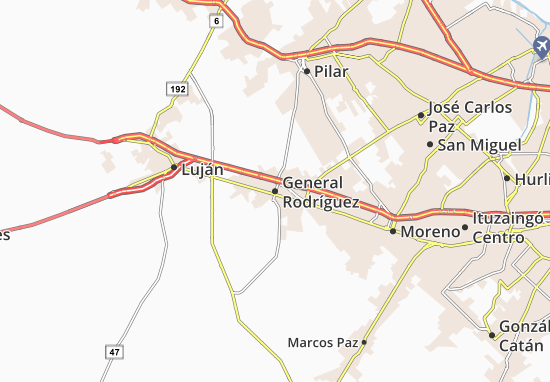 Kaart Plattegrond General Rodríguez