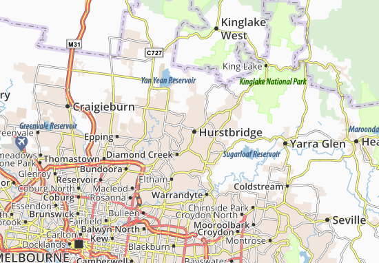 Karte Stadtplan Hurstbridge