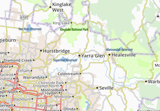 Karte Stadtplan Yarra Glen