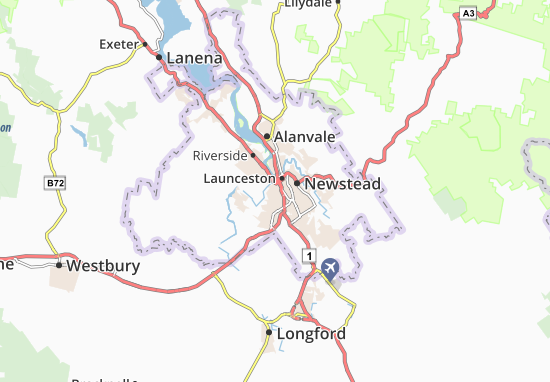 Kaart Plattegrond Launceston