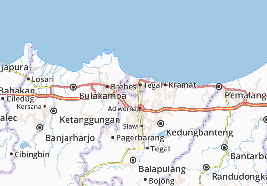 Karte Stadtplan Tegal Selatan