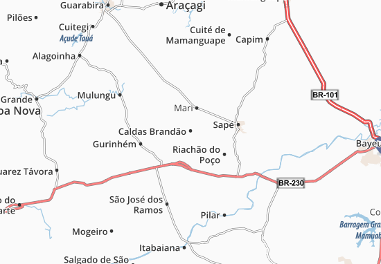 Kaart Plattegrond Caldas Brandão