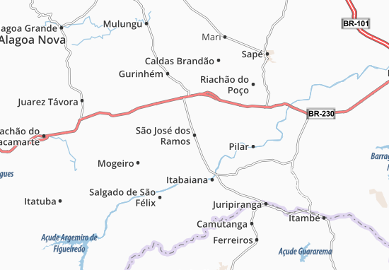 Kaart Plattegrond São José dos Ramos