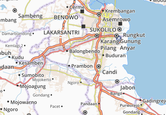 Karte Stadtplan Wonoayu