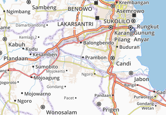 Karte Stadtplan Prambon