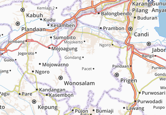 Karte Stadtplan Gondang