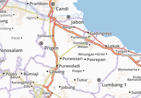 Karte Stadtplan Wonorejo