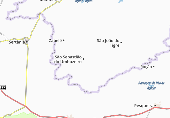Mapa São Sebastião do Umbuzeiro