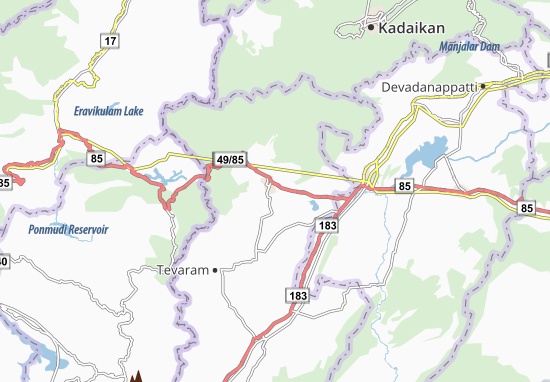 Karte Stadtplan Bodinayakkanur