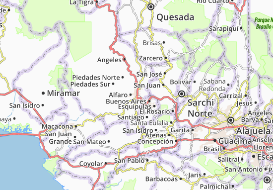 Karte Stadtplan San Ramón