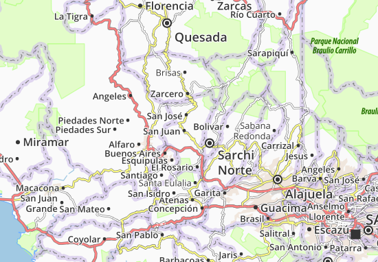 Karte Stadtplan Naranjo