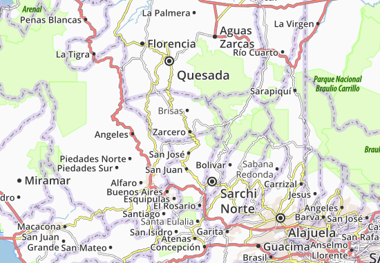 Karte Stadtplan Zarcero