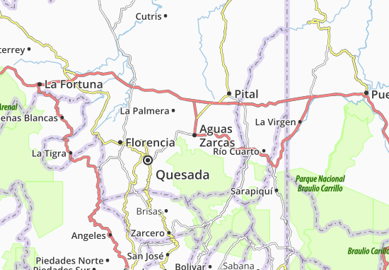 Kaart Plattegrond Aguas Zarcas