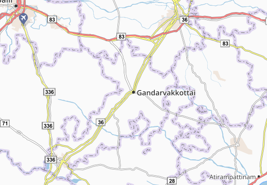Karte Stadtplan Gandarvakkottai