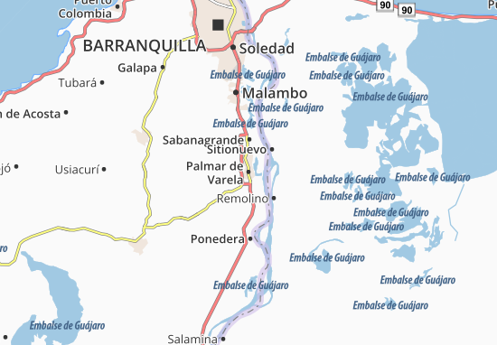 Karte Stadtplan Palmar de Varela