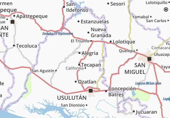 Kaart Plattegrond Santiago de María