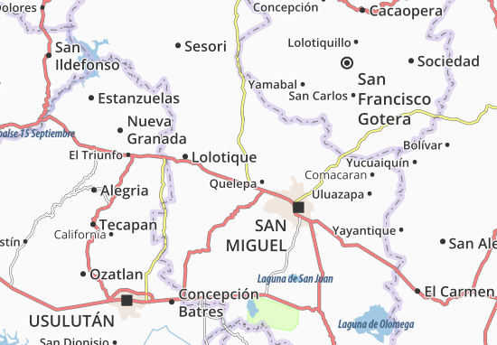 Kaart Plattegrond Moncagua