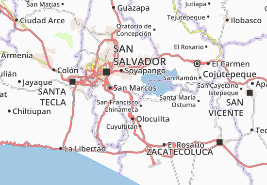 Santiago Texacuangos Map