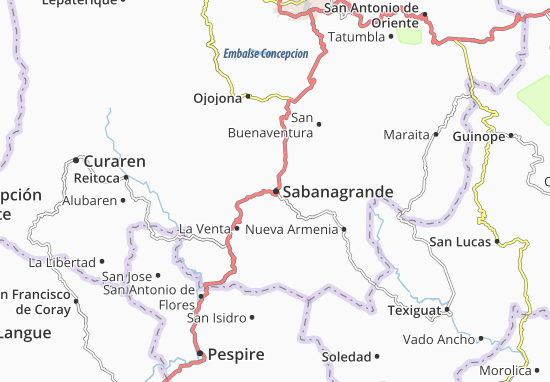 Karte Stadtplan Sabanagrande