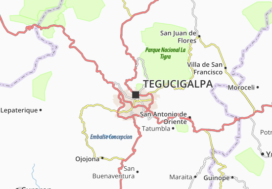 Kaart Plattegrond Tegucigalpa
