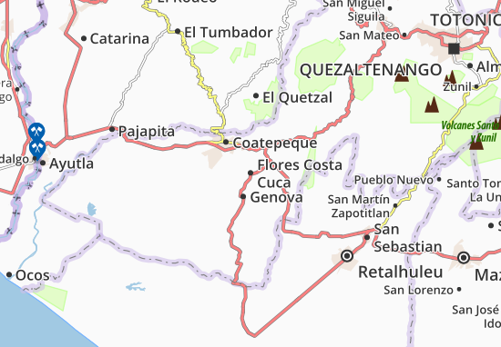 Kaart Plattegrond Flores Costa Cuca